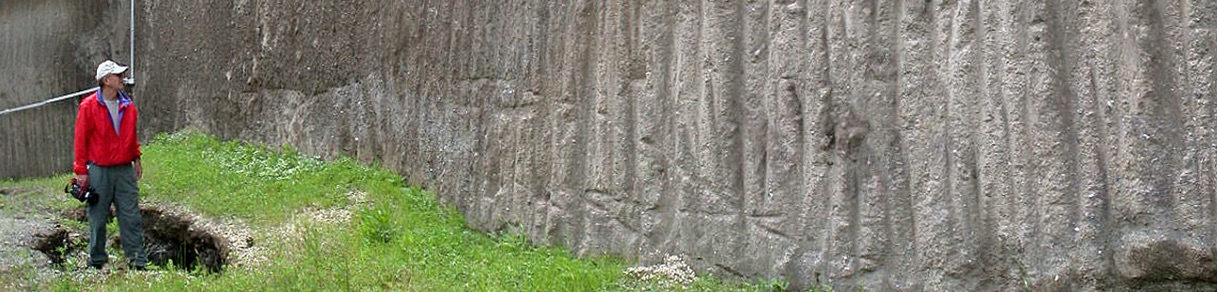 Haraldur Sigurdsson studies an outcrop at Herculaneum