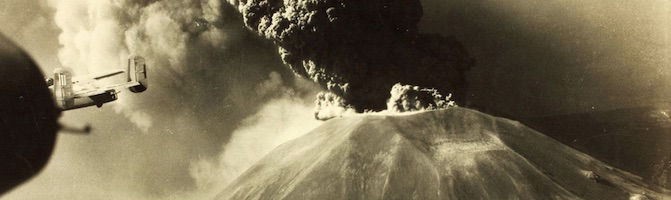 North American B-25 Mitchell bomber, flying near Mount Vesuvius during its last eruption in March 1944