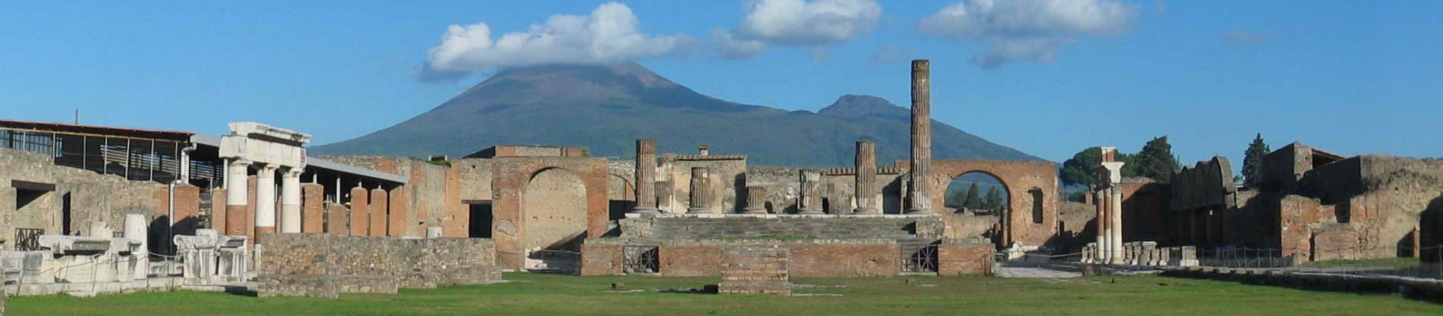 The forum at Pompeii with Mt. Vesuvius in the background